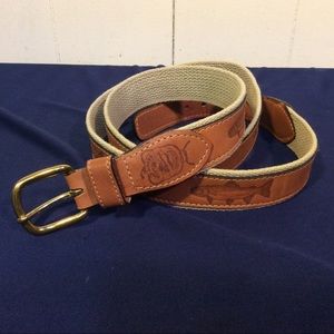 Reef Riders Men’s  Leather & Canvas Belt Fish Design size 44